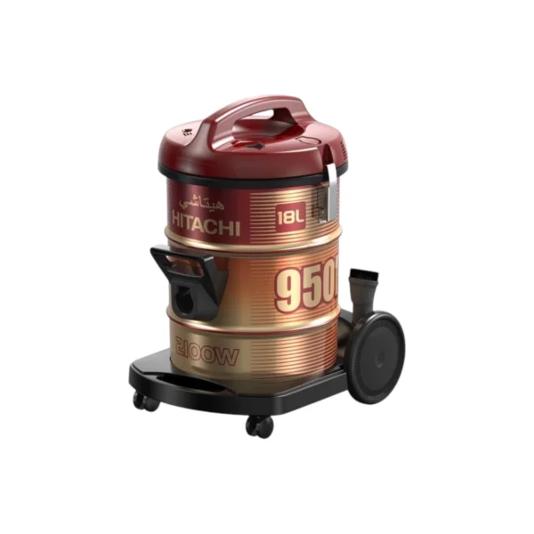 Hitachi CV-950F (Wine Red-Gold) – A compact, heavy-duty drum vacuum cleaner with a blower function, durable body, and strong suction power.