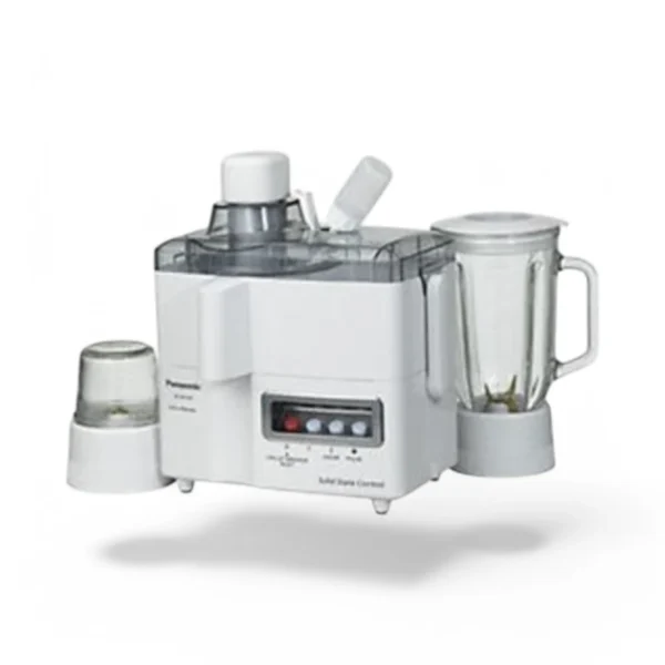 "Panasonic Juicer MJ-176 with blender attachment for seamless blending and juicing."