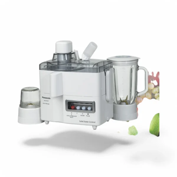 "Complete Panasonic Juicer MJ-176 set, featuring a high-speed blender and juicer design."