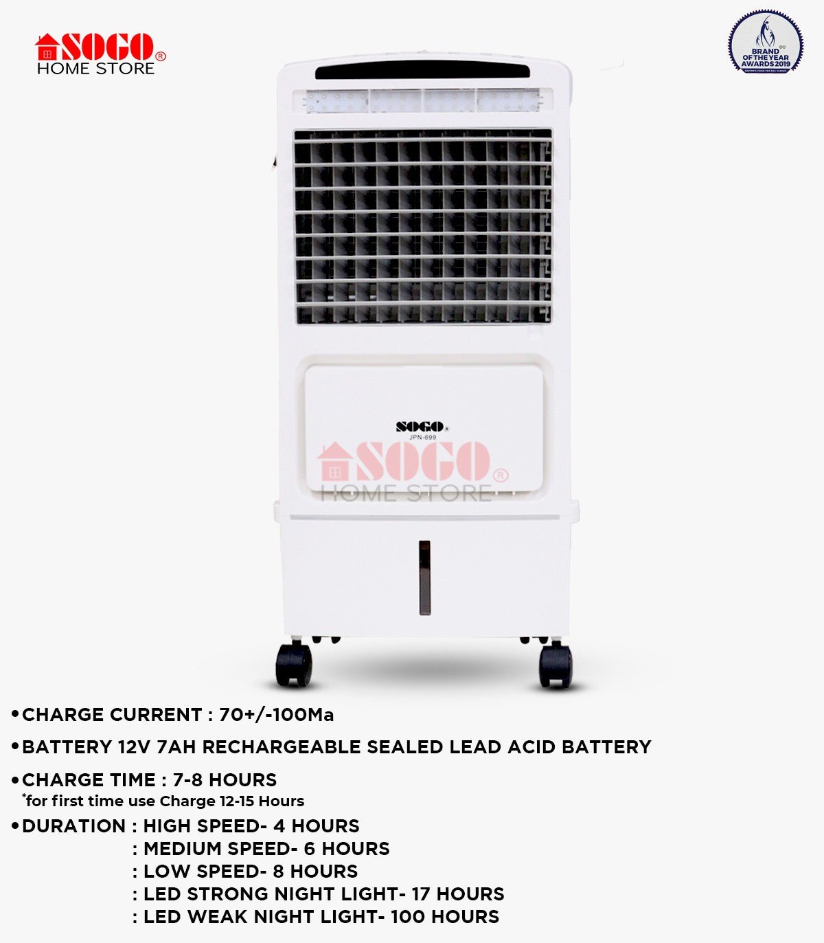 Sogo Rechargeable Air Cooler JPN-699 Shop now at Sogo Home Store - Image 2