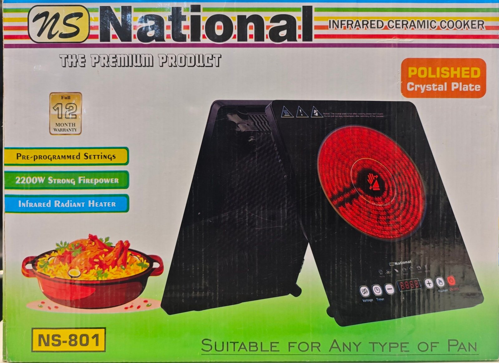 NS National Infrared Ceramic Cooker NS-801 - Efficient Cooktop for Any Pan