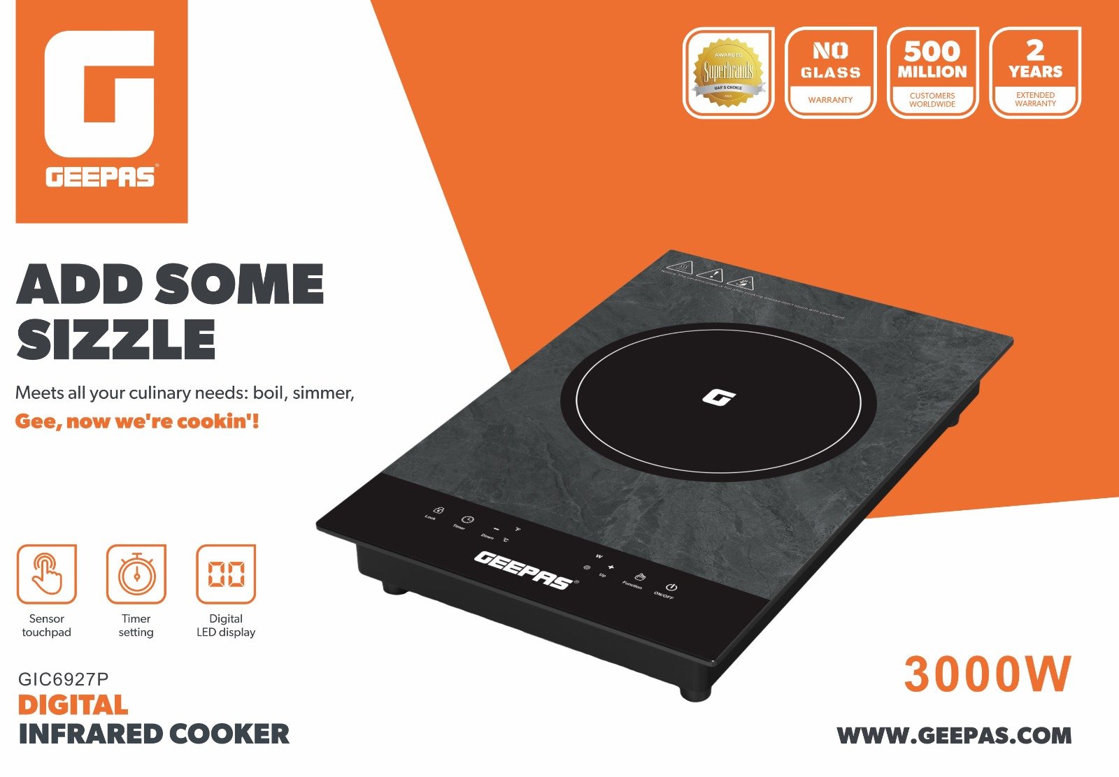 Geepas GIC6927P Digital Infrared Cooker 3000W
