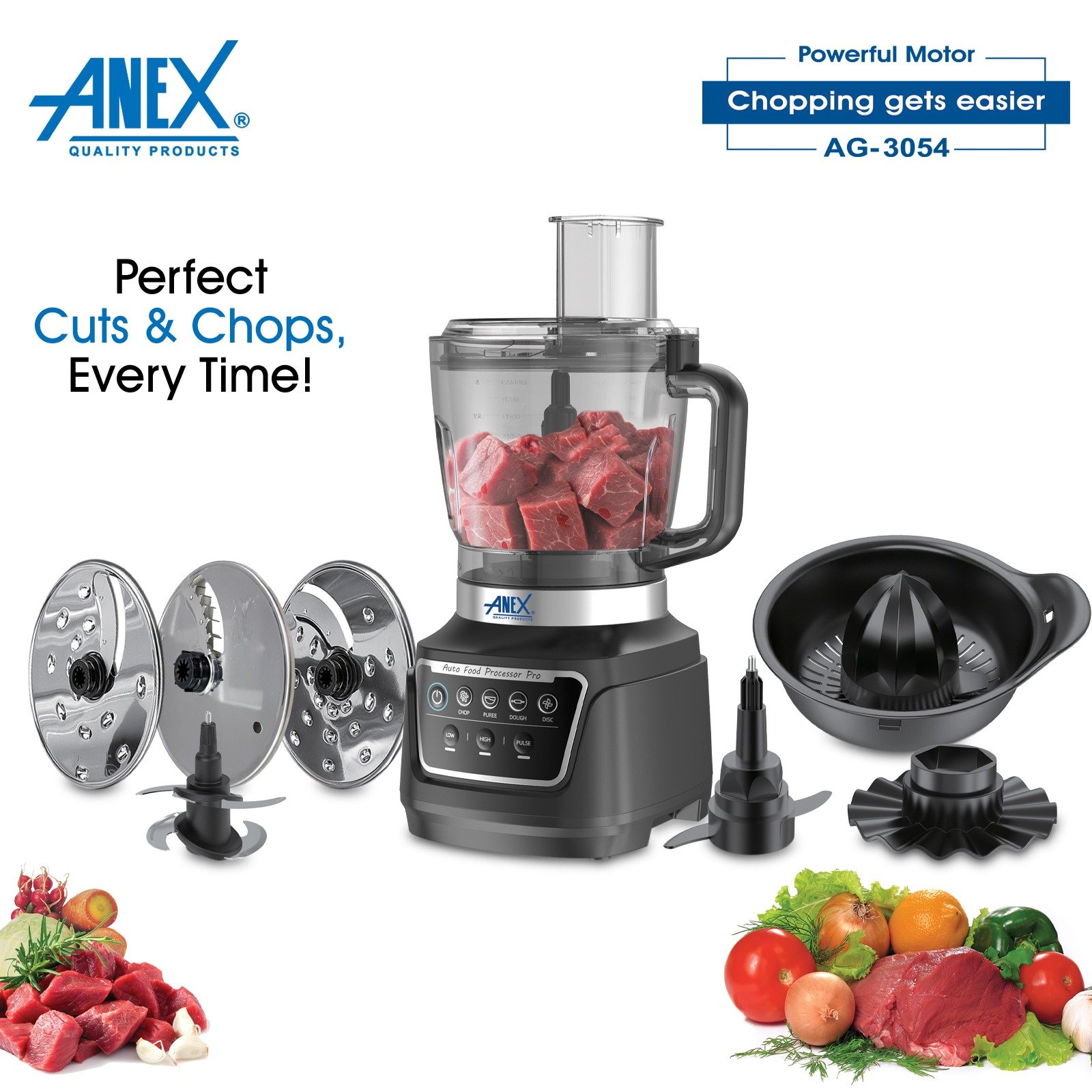Anex AG-3054 Food Processor with Powerful Motor